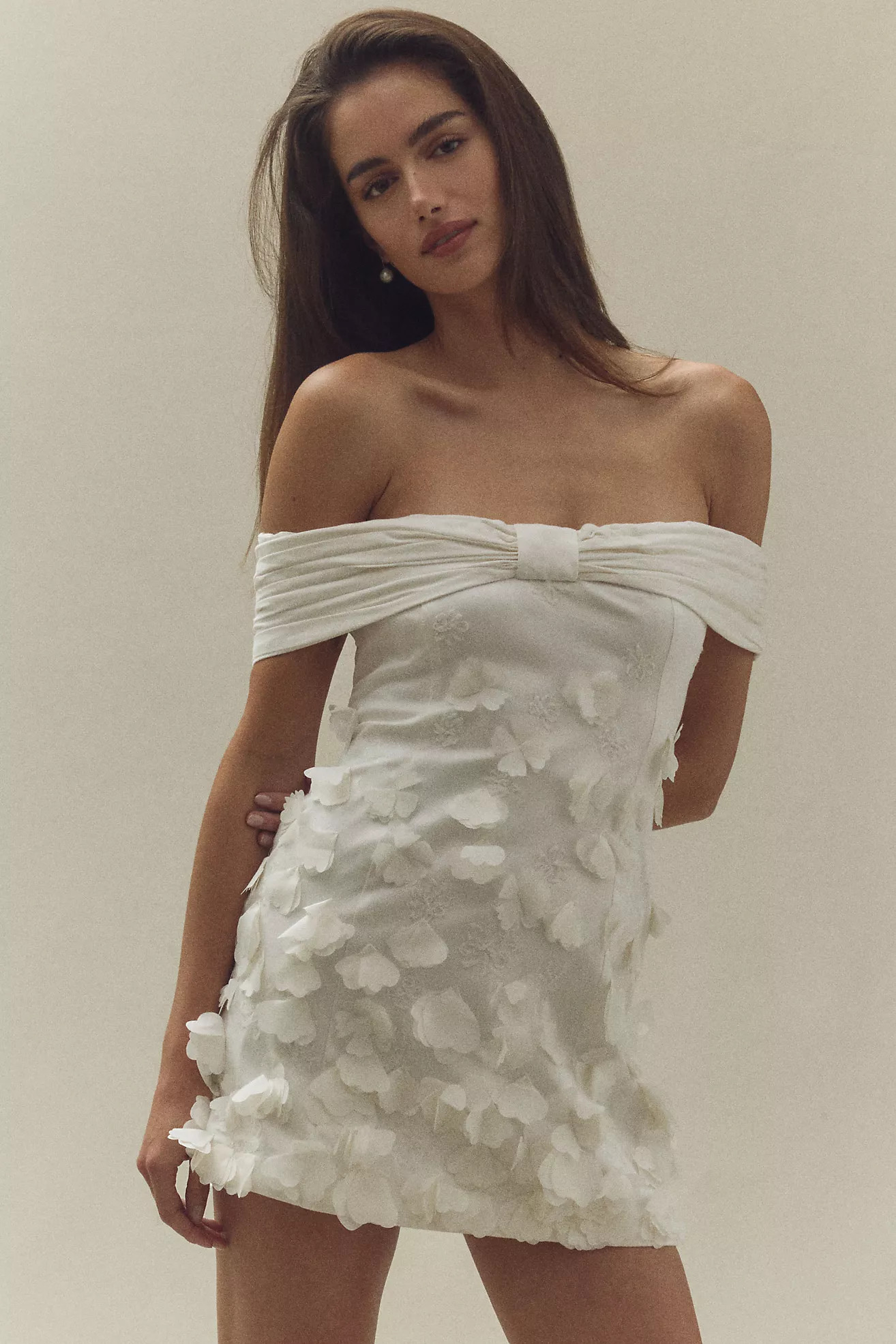 BHLDN Off-The-Shoulder 3D Floral Mini Dress | Anthropologie (US)