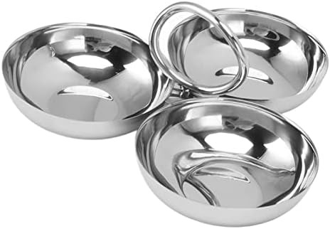 Fdit Snack Bowl Fruit Plate, 3 in 1 Portable 304 Stainless Steel Snack Plate for Candy for Home f... | Amazon (US)