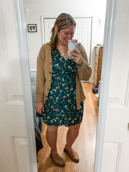 Old Navy dress with an Amazon button up. Easy fall teacher outfit! 

#LTKunder50 #LTKcurves #LTKworkwear