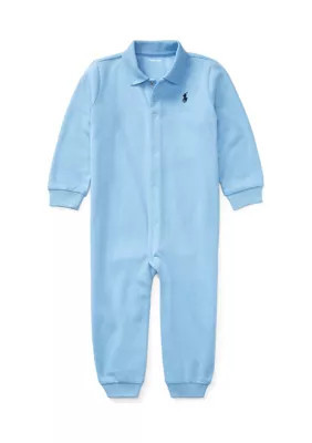 Ralph Lauren Childrenswear Baby Boys Long Sleeve Solid Coverall, Blue, Newborn | Belk