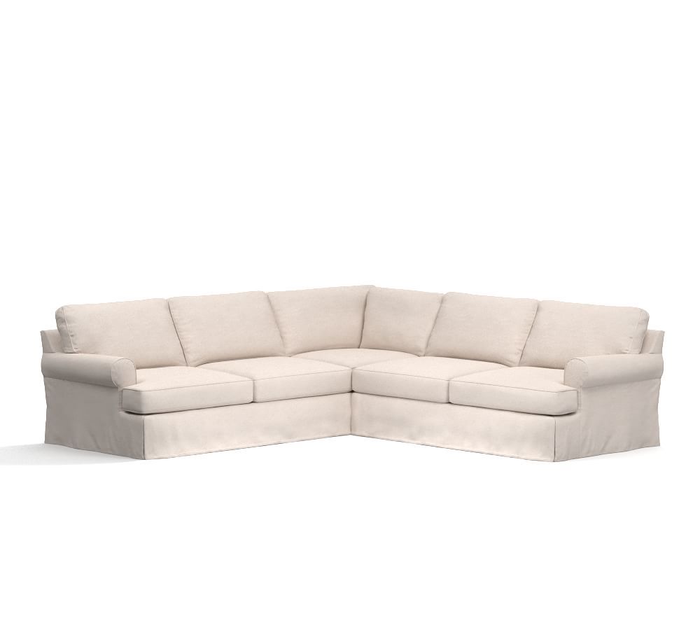 Townsend Roll Arm Slipcovered 3-Piece L-Sectional | Pottery Barn (US)