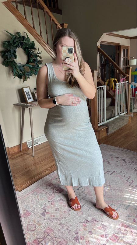 This basic skinny rib dress is essential for both pregnancy and not! I love the easy neckline and fit of this one. I am wearing a large but would want a medium in this style as I found it ran big even with my bump! 

#LTKbump