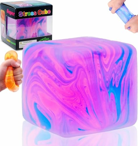 Squishies Stress Cube Toys, Adults Squishies Anxiety Relief Maltose Ball, Gel Filled Stretchy Stress Balls for Anxiety Relief, Sensory & Focus, Novel Design Cool Colorful Fidgets Cubes | Amazon (US)