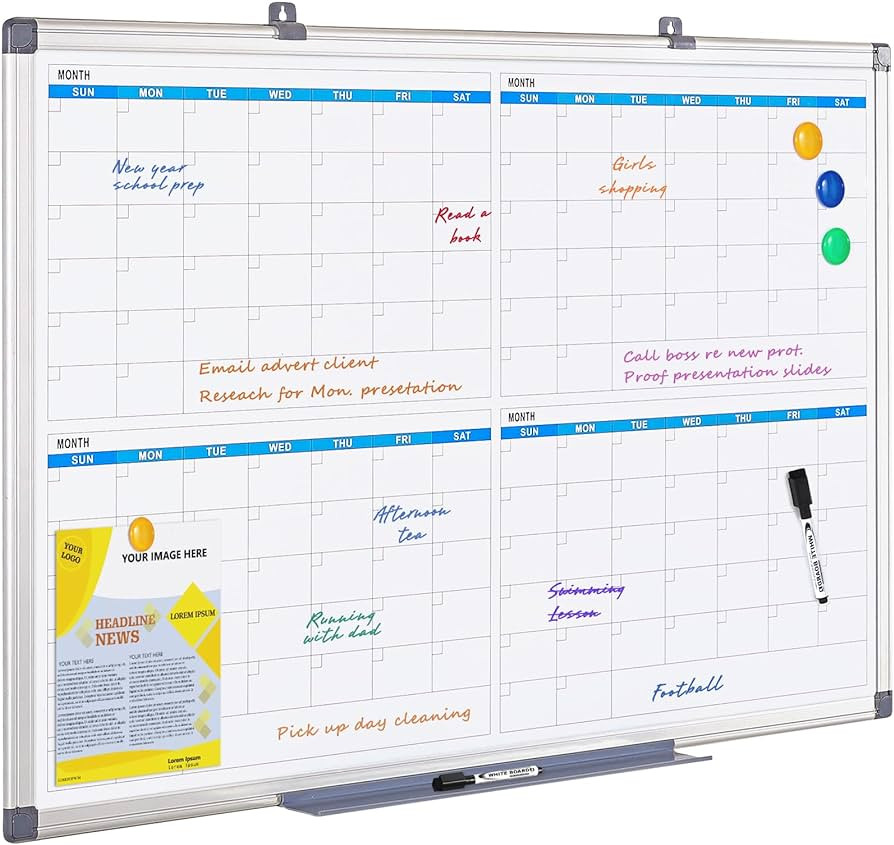 MAKELLO Large Magnetic Dry Erase Calendar Whiteboard Quarterly for Home, Bedroom, Office, Classro... | Amazon (US)