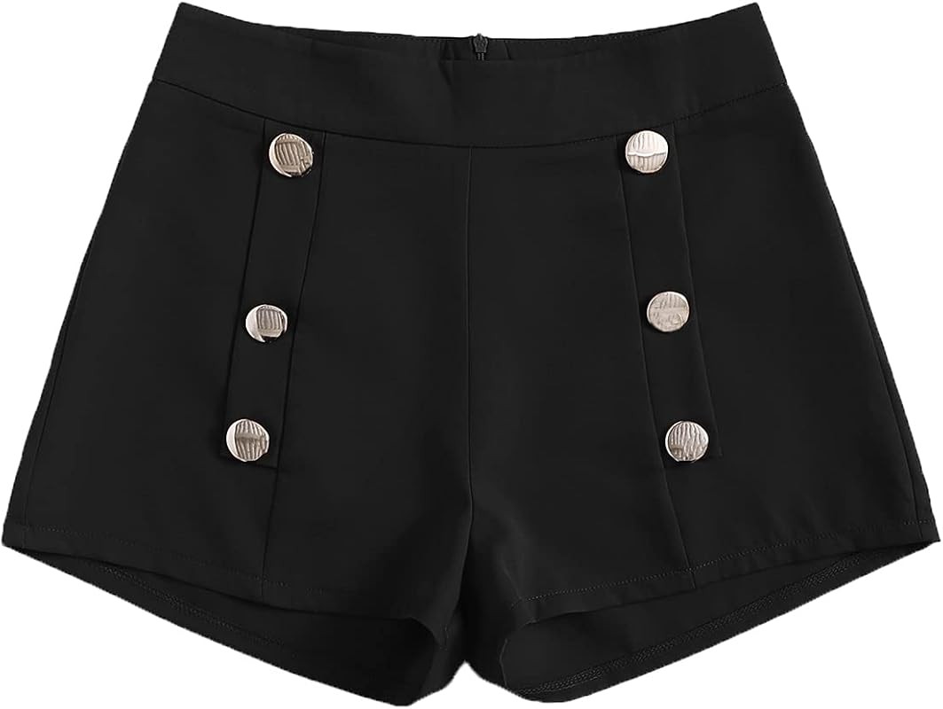 SweatyRocks Women's Casual High Waist Double Breasted Workwear Shorts | Amazon (US)