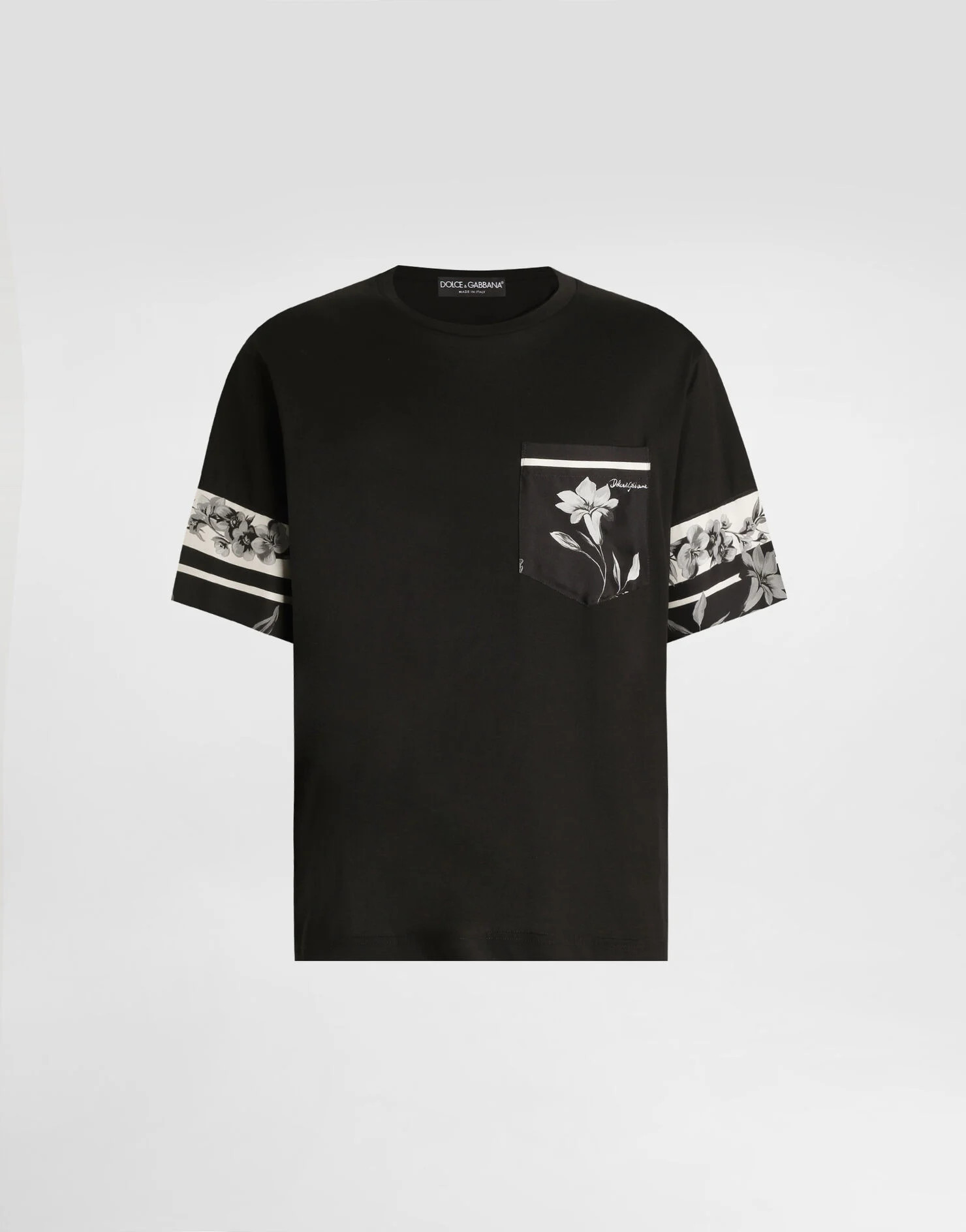 Cotton and silk t-shirt with print | Dolce & Gabbana US