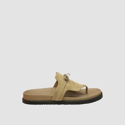 Hermes Empire Sandals Suede Goat Beige 38.5 147645428 | eBay UK
