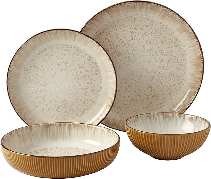 Tabletops Gallery Speckled Farmhouse Collection- Stoneware Dishes Service for 4 Dinner Salad Appe... | Amazon (US)