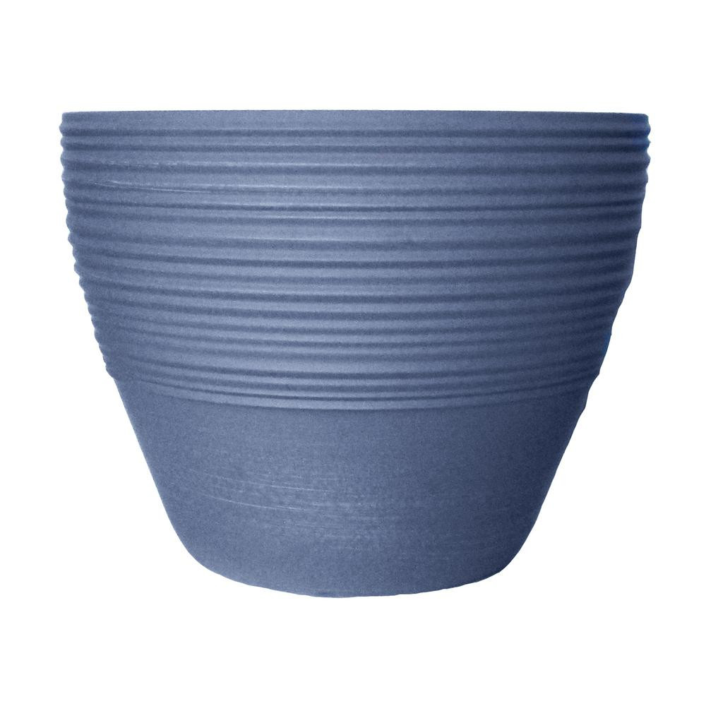 Prescott 18.94 in. W x 14.76 in. H Brushed Denim Resin Planter | The Home Depot