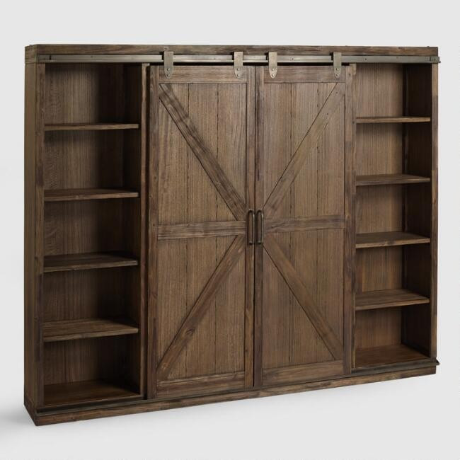 Alder Wood Farmhouse Barn Door Bookshelf | World Market