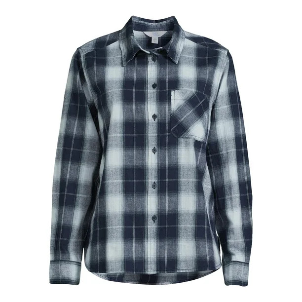 Time and Tru Women's Button Down Flannel Shirt, Sizes XS-3XL | Walmart (US)