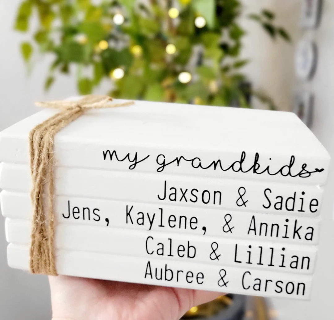 LARGE Stacked Wooden Book Gift for Grandparent Grandparents - Etsy | Etsy (US)