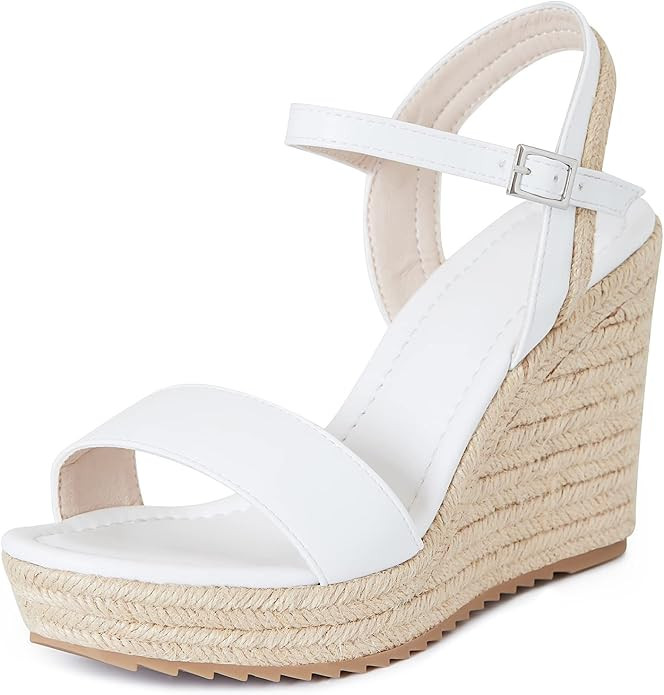 White Pu/3.8" Summer Wedges | Amazon (US)