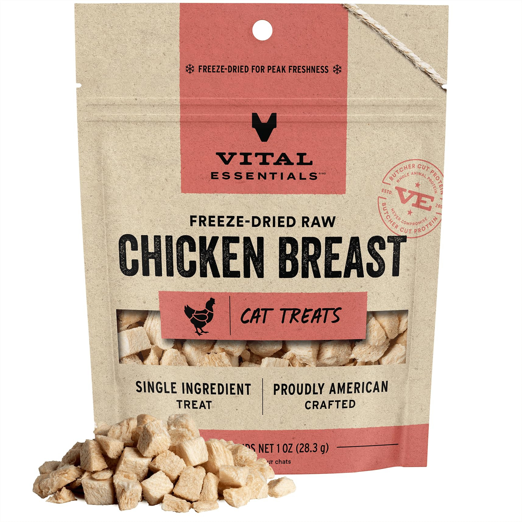 Vital Essentials Freeze Dried Raw Single Ingredient Cat Treats, Chicken Breast, 1 oz | Amazon (US)