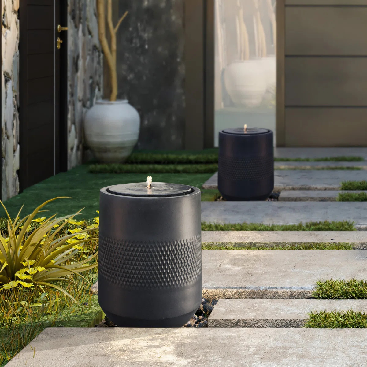 Cabot 23'' H Modern Solar Resin Outdoor Water Fountain with LED Lights | Wayfair North America