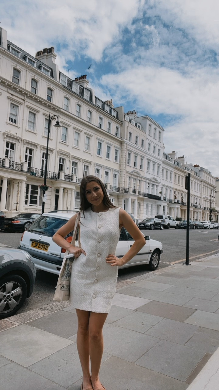 Such a cute tweed mini dress! I’m not sure if they still have this color but they have it in black, navy, and pink! Size: XS

#LTKeurope #LTKworkwear #LTKSeasonal