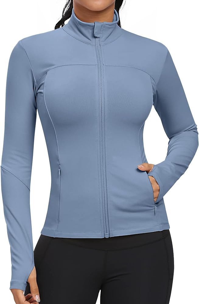 GYM RAINBOW Workout Jackets for Women, Full Zip Slim Fit Lightweight Athletic Running Sports Trac... | Amazon (US)