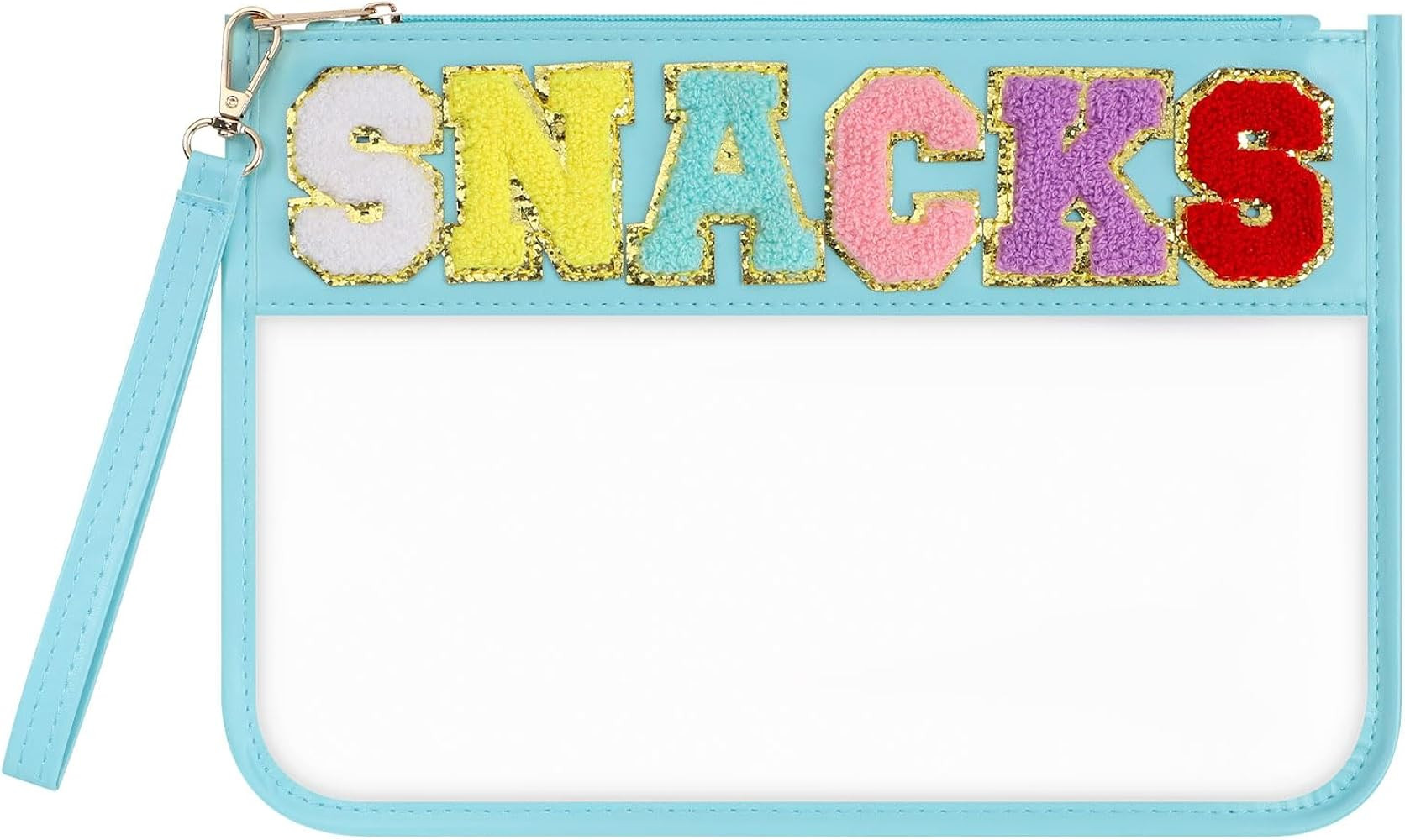 Clear Snack Bag for Travel Chenille Letter Clear Zipper Snacks Pouch | Amazon (US)