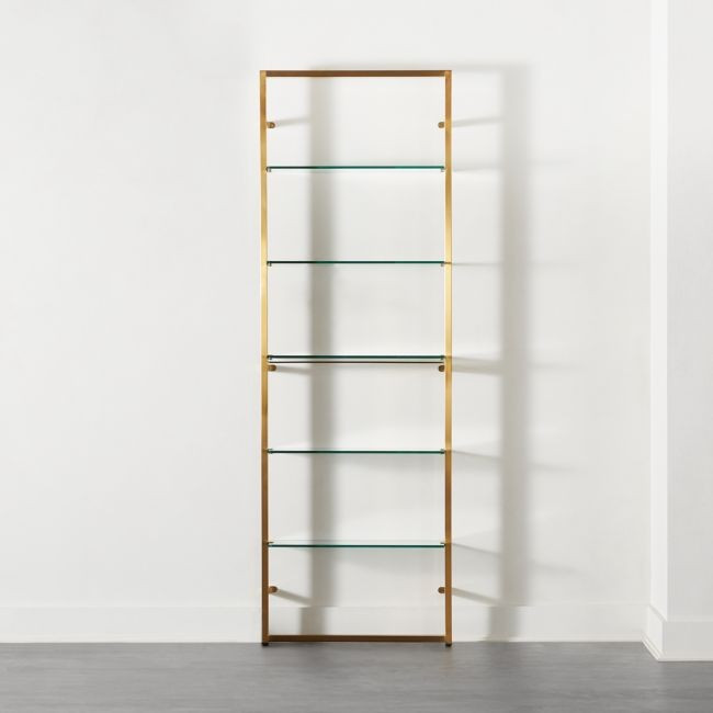 Tesso Brass Metal Wall Mount Bookshelf | CB2