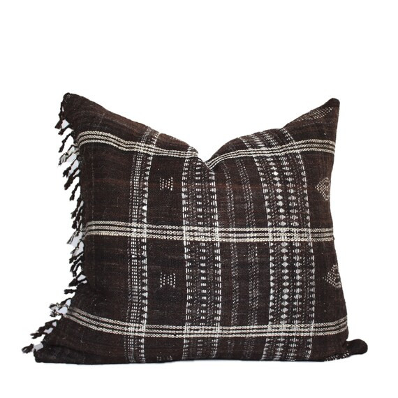 20 x 20 Square Handmade Wool Pillow Cover with Fringe (Made in India) | Etsy (US)