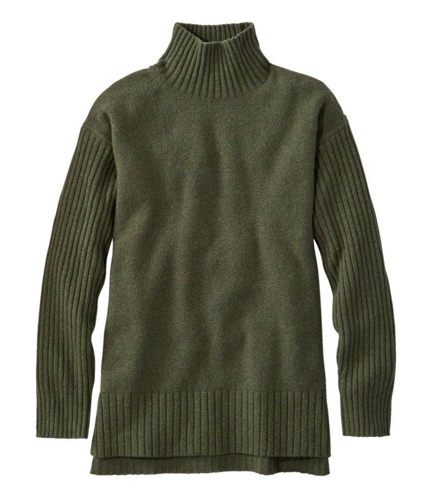 Women's The Essential Sweater, Turtleneck Olive Heather Large, Wool/Nylon L.L.Bean | L.L. Bean