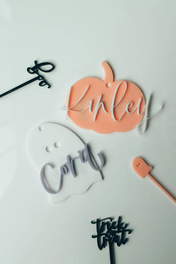 Halloween Basket Tags, Halloween Tags, Basket Name Tags, Halloween, Acrylic name tags, Acrylic 3D... | Etsy (US)