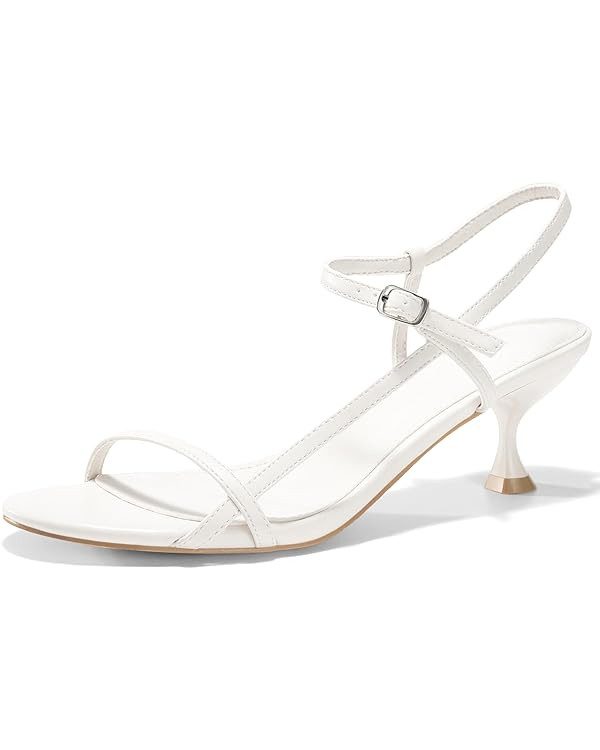 Coutgo Womens Strappy Heeled Sandals Kitten Low Heel Open Toe Ankle Strap Party Wedding Dress Sho... | Amazon (US)