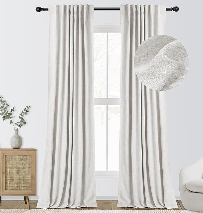 INOVADAY 100% Blackout Curtains 108 Inches Long 2 Panels Set Linen Blackout Curtains for Bedroom,... | Amazon (US)