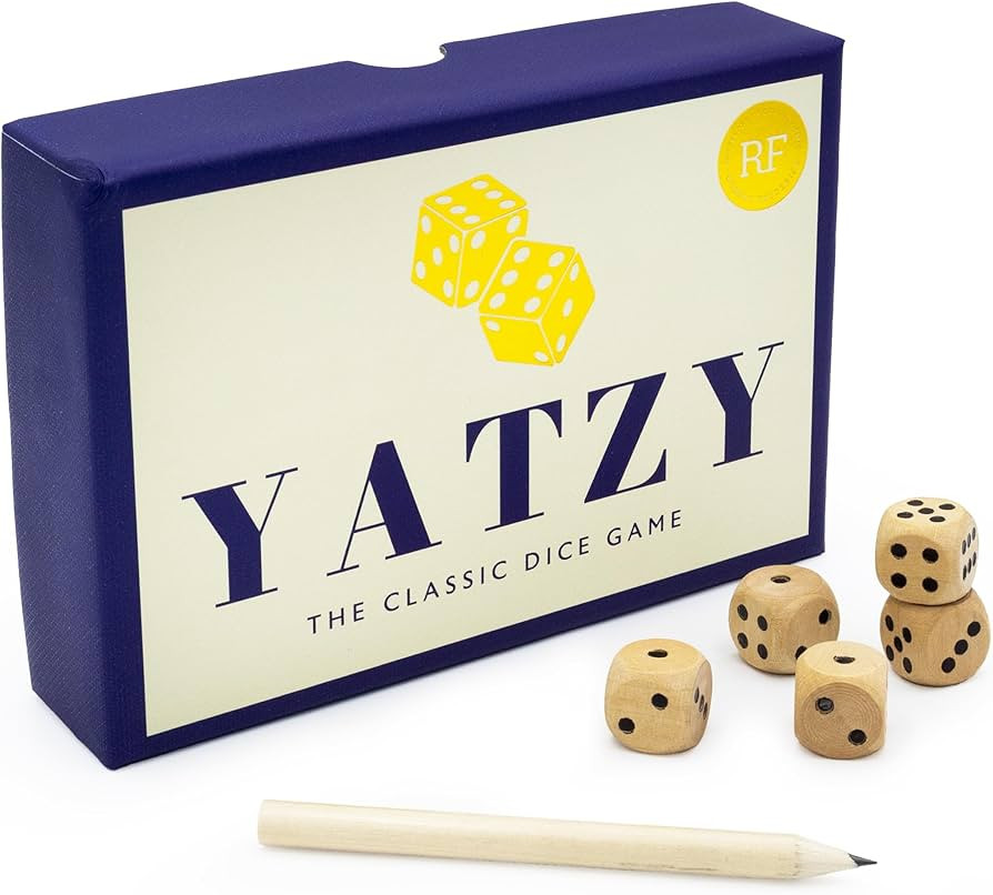 Yatzy | Classic Dice Game in Premium Gift Box | Includes 5 Wooden Dice, Pencil & Score Pad | Amazon (UK)
