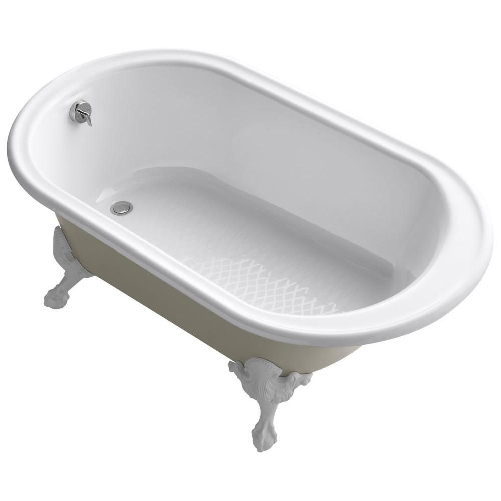 KOHLER Iron Works Historic 66 in. Clawfoot Reversible Drain Cast Iron Soaking Bathtub in White | The Home Depot