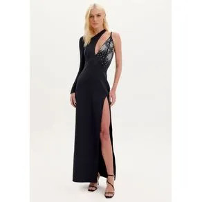 Vestido Longo Manga Única Preto PP | OffPremium (BR)