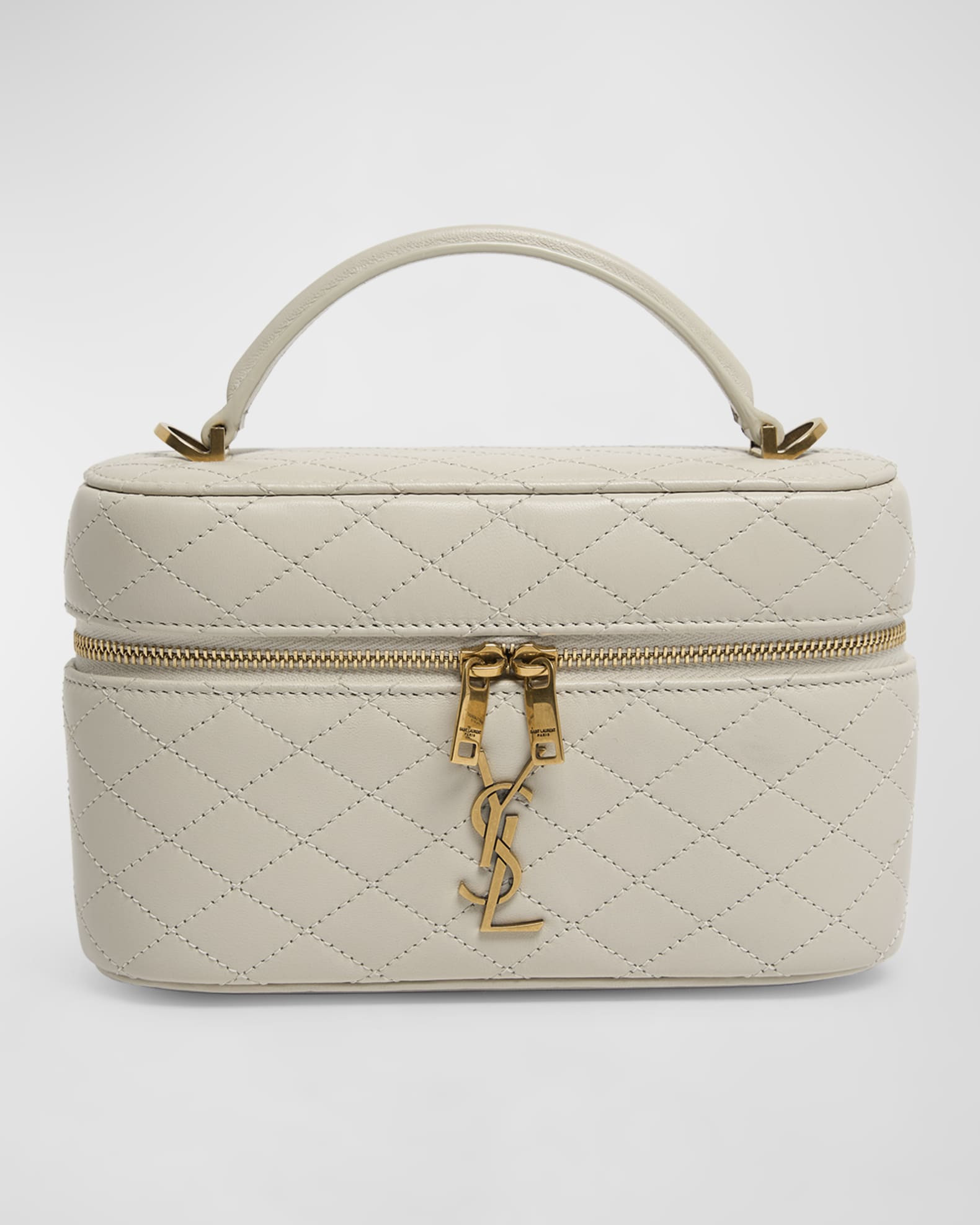 Saint Laurent Gabby Mini Vanity Case in Quilted Leather with Gold Hardware | Neiman Marcus