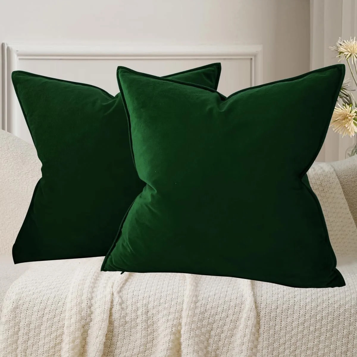 Richmoon Throw Pillow Covers 16x16 Set of 2 Dark Green Velvet Decor Decorative Couch Cushion Chri... | Walmart (US)