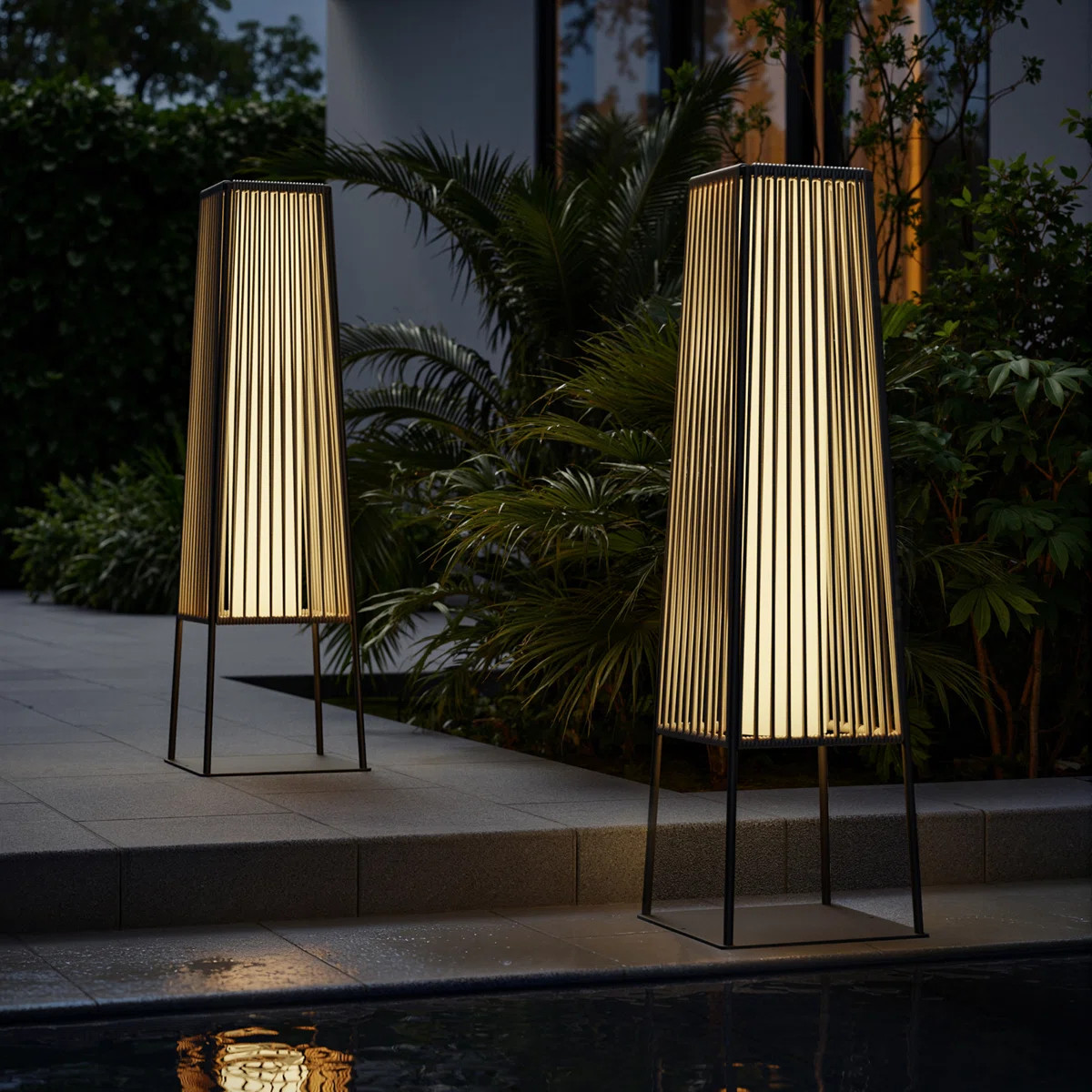 31.5'' Outdoor Solar Floor Lamp (Set of 2) | Wayfair North America