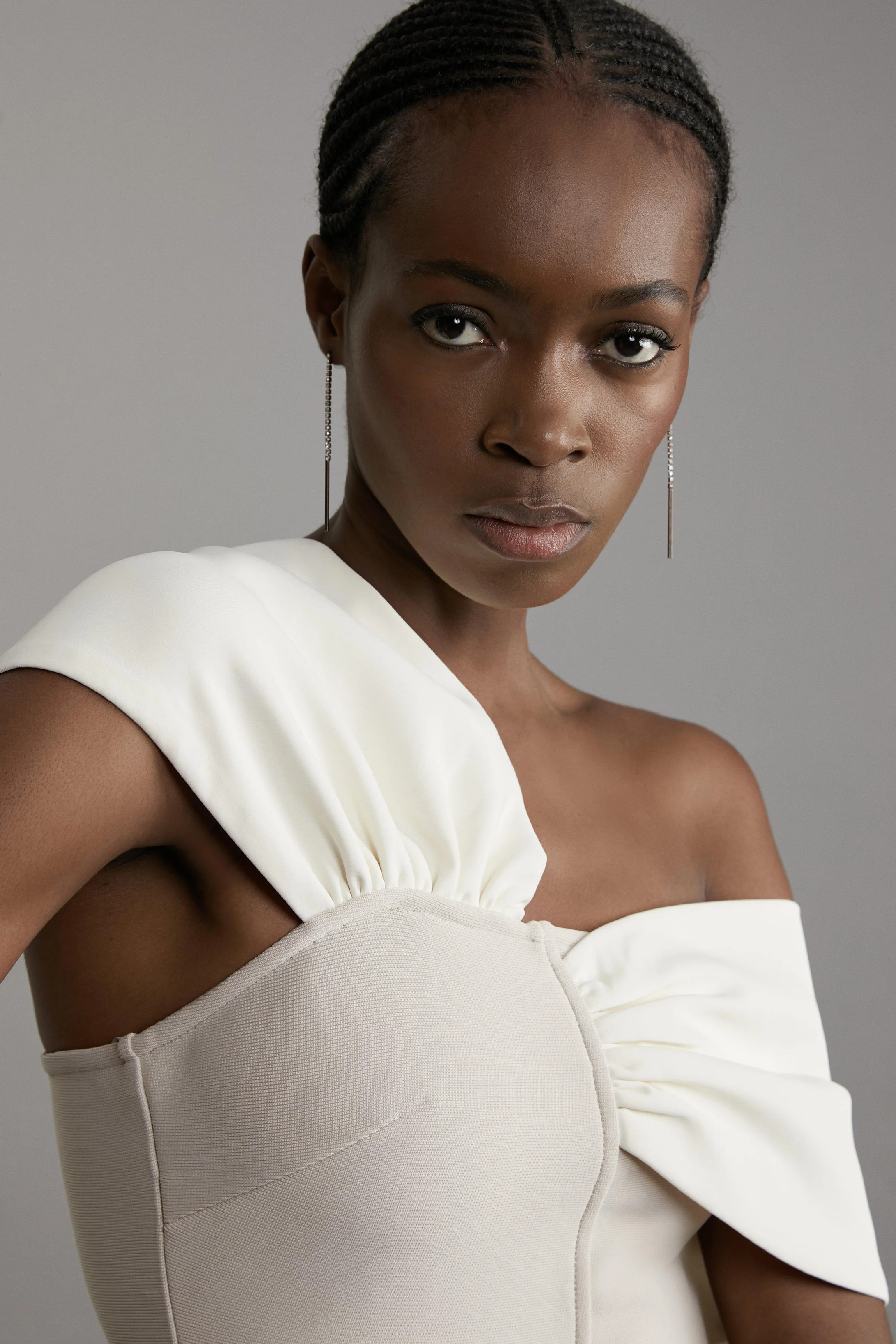 Figure Form Bandage Knit Asymmetric Strap Top | Karen Millen UK + IE + DE + NL