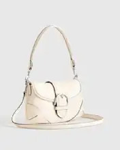 Italian Leather Buckle Detail Shoulder Bag in Bone | Quince
