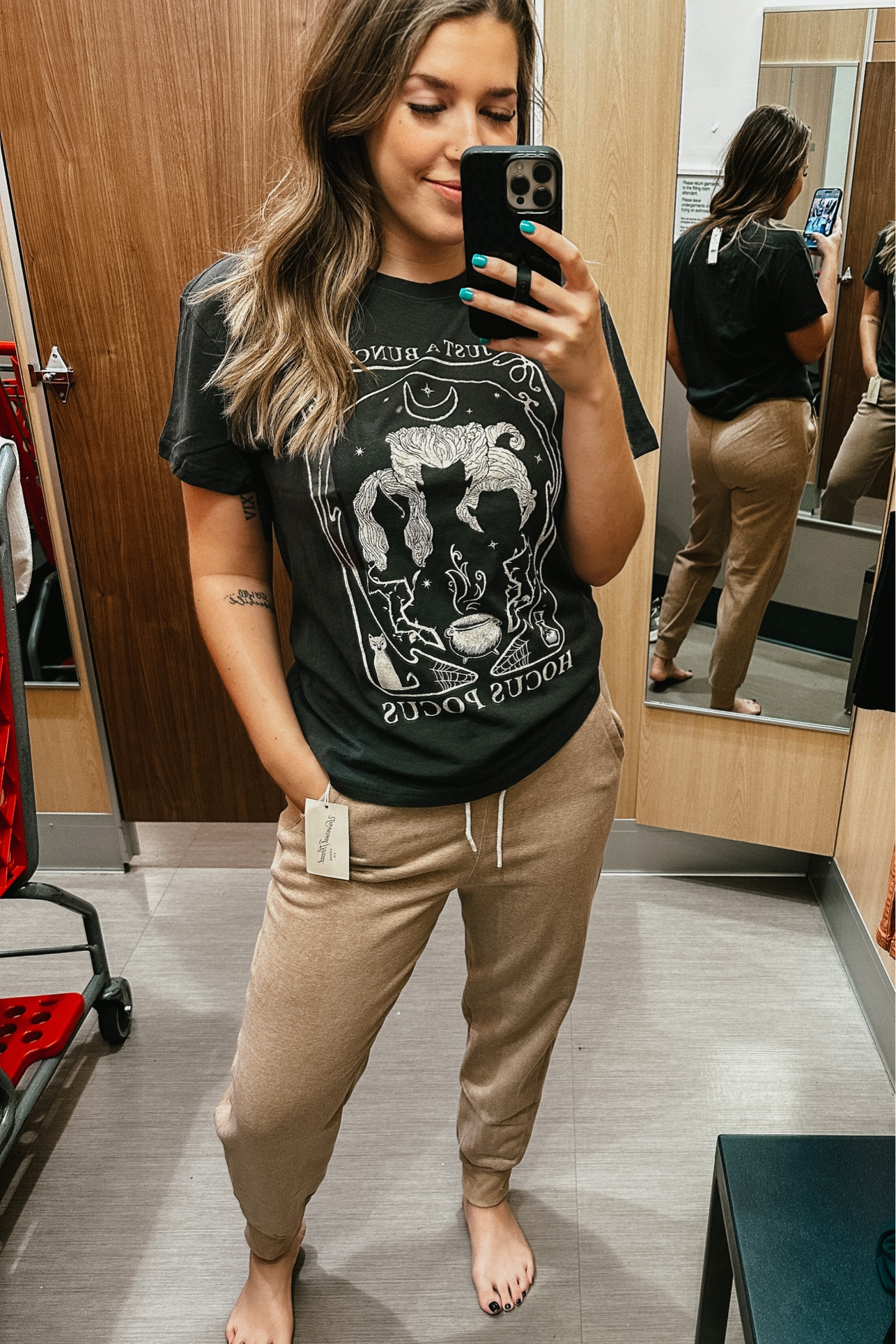 Looove this $15 hocus pocus tee 😍 I sized up x2 for a relaxed fit. And the comfiest joggers you will ever buy! 

#LTKHalloween #LTKunder50 #LTKSeasonal