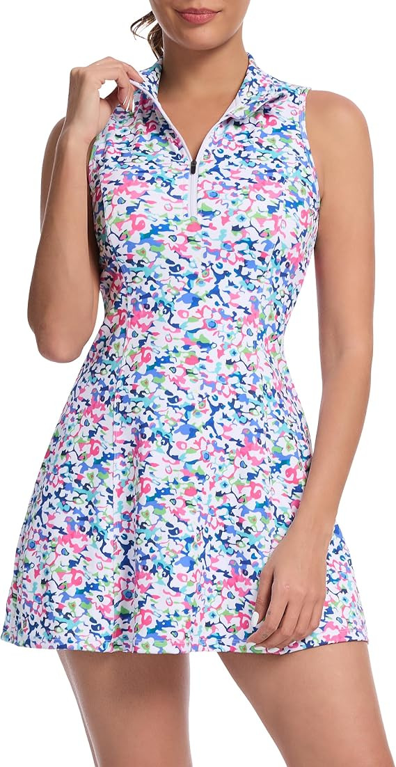 Tennis Dress for Women, Tennis Golf Dresses with Built in Shorts and Bra Sleeveless Workout Athle... | Amazon (US)