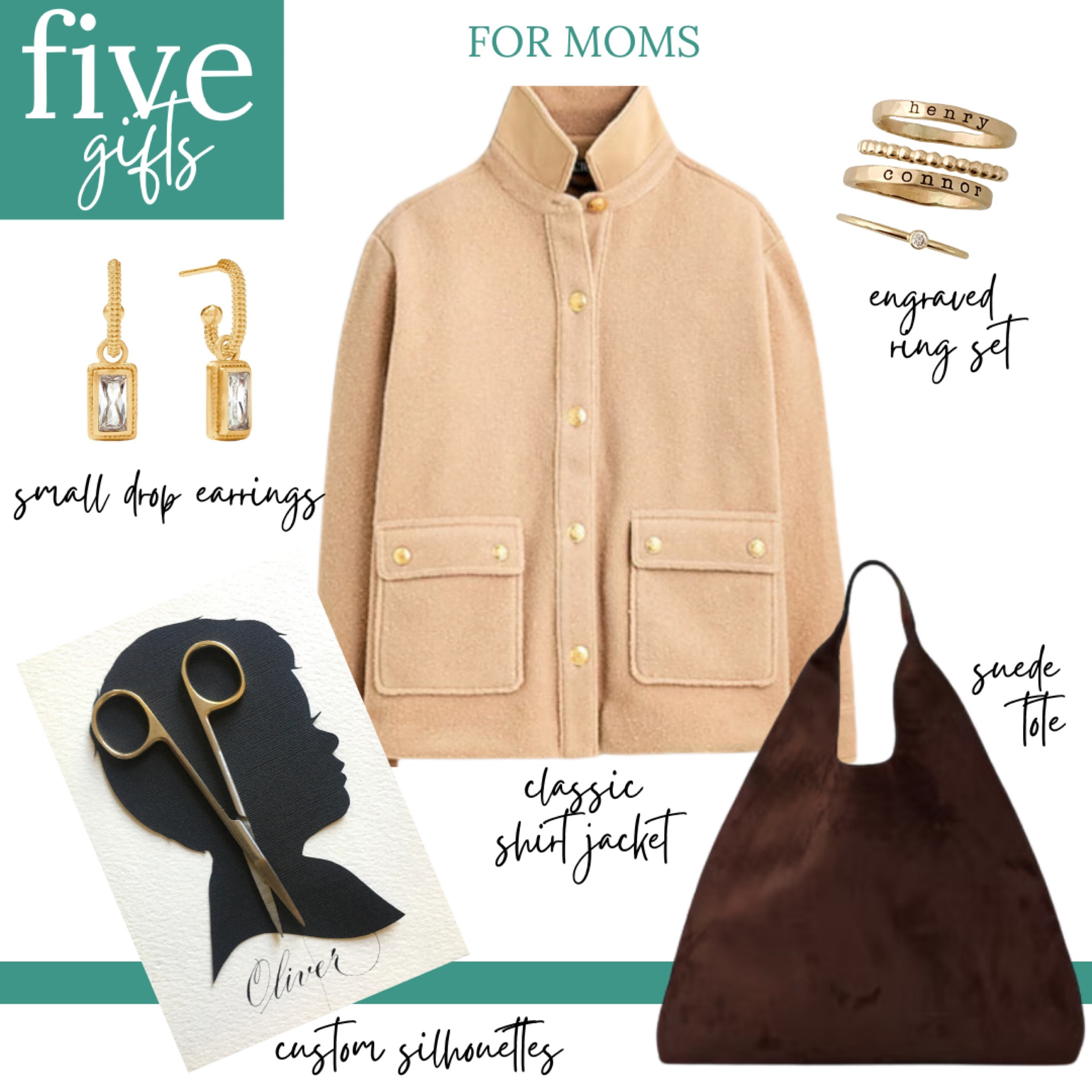 5️⃣ gifts for Mom

Women, mothers, camel shirt jacket, suede chocolate brown hobo, tote, bag, custom, silhouette artwork, gold, drop earrings, engraved, personalized ring set 

#LTKGiftGuide #LTKCyberWeek #LTKHoliday
