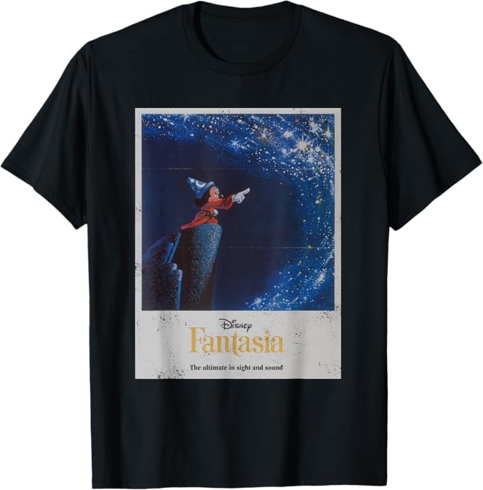 Disney Mickey Mouse Fantasia Retro Poster T-Shirt Small | Amazon (US)