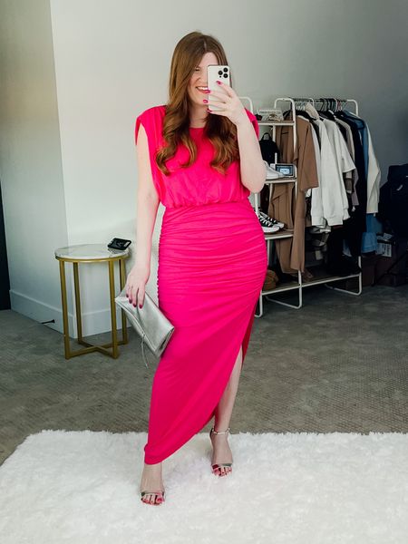 Spring wedding guest dress from amazon wearing size large with shapewear. Pink dress. Amazon dress. Spring dress. 

#LTKwedding #LTKunder50 #LTKstyletip