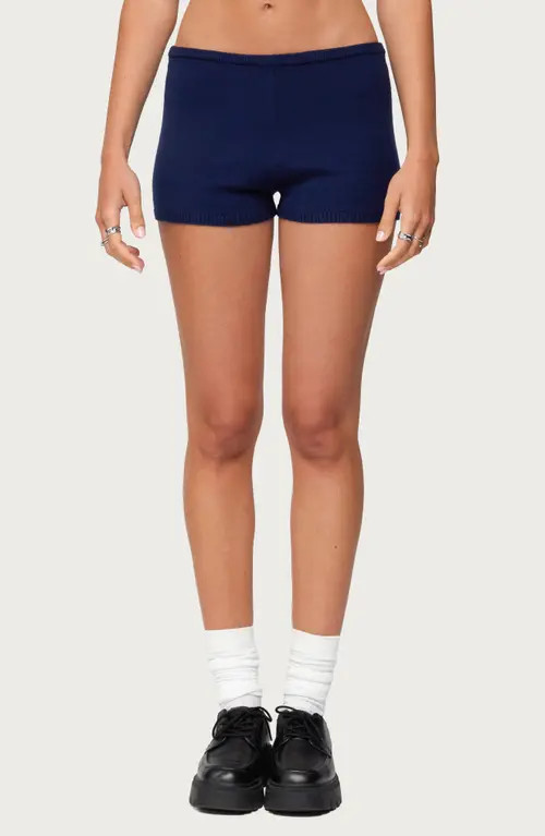 EDIKTED Arianna Knit Shorts in Navy at Nordstrom, Size Small | Nordstrom