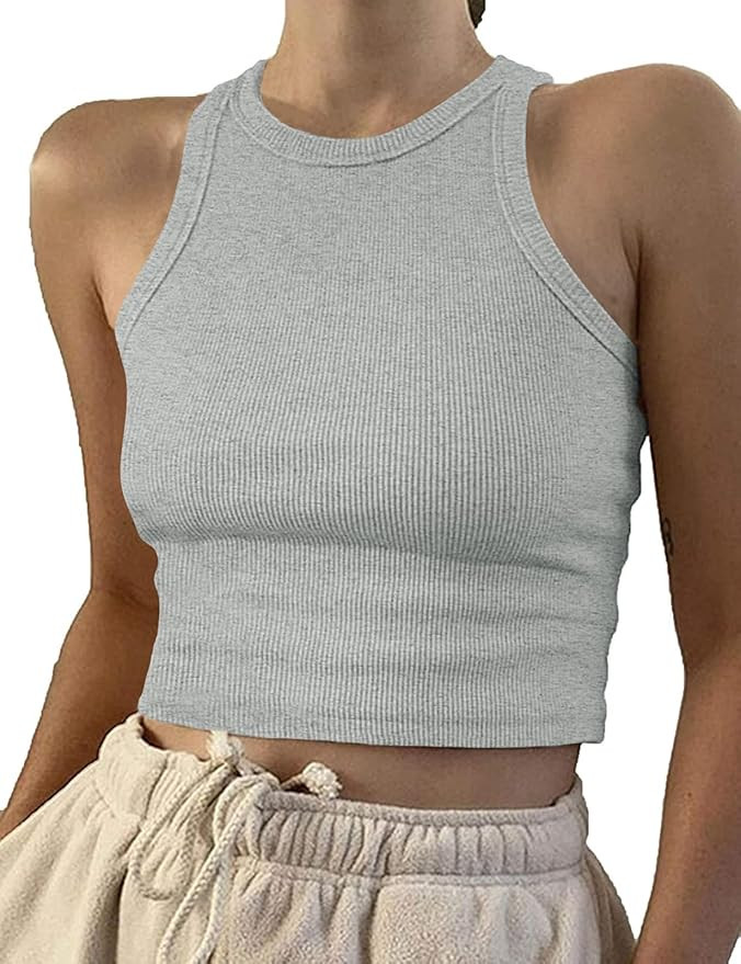 Artfish Women Casual Basic Sleeveless High Neck Rib-Knit Y2k Crop Tank Top | Amazon (US)