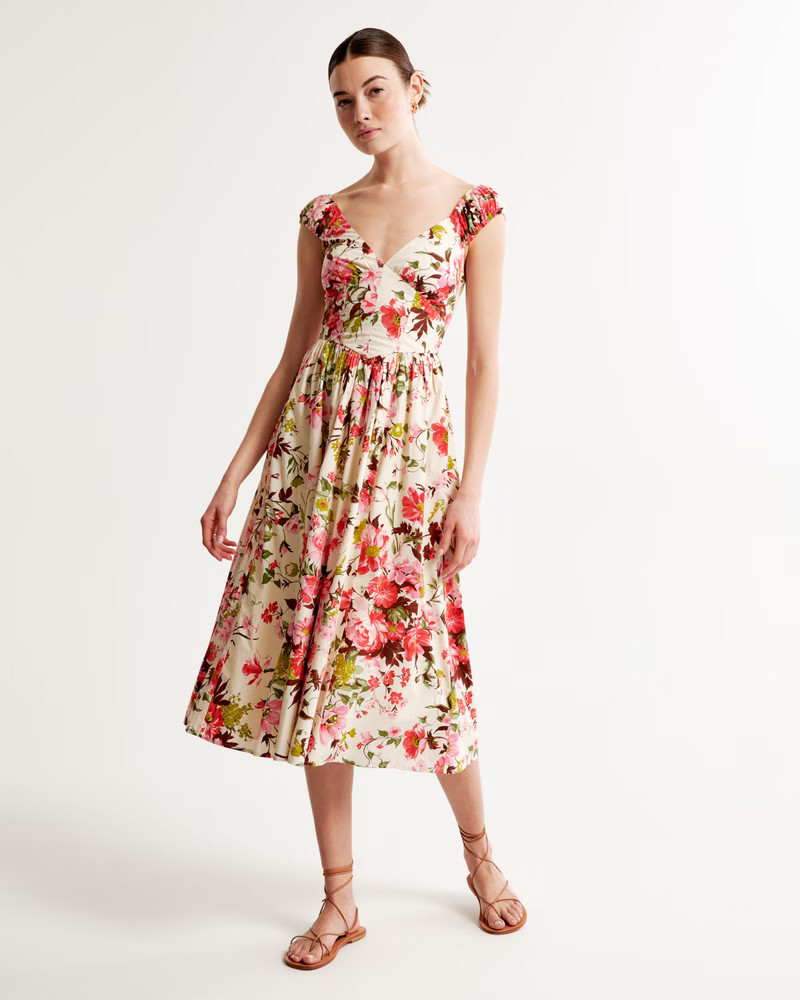 Cap Sleeve Corset Midi Dress | Abercrombie & Fitch (US)