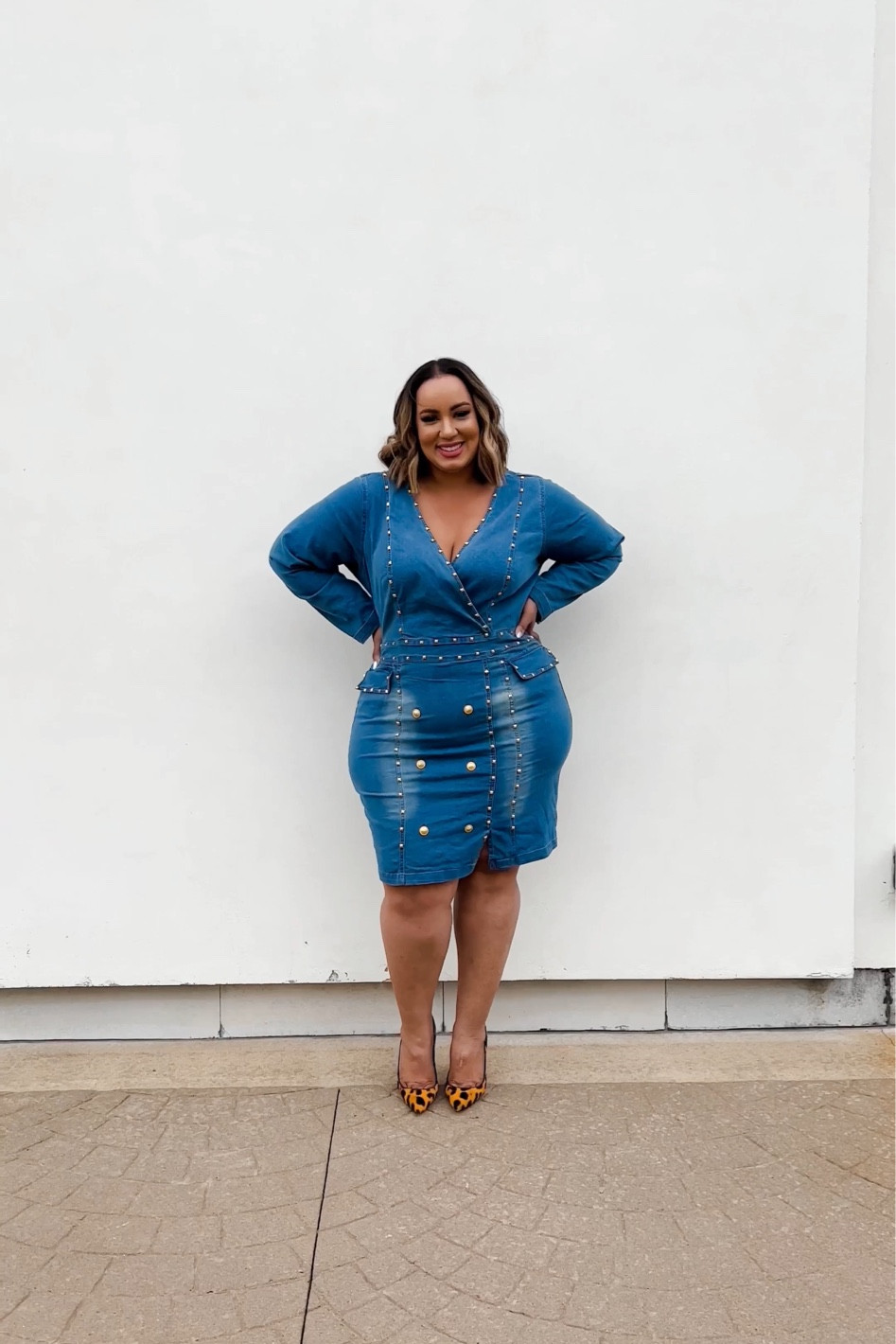 Ashley stewart, size 18, plus, curve, denim dress, studded dress, party dress 

#LTKcurves