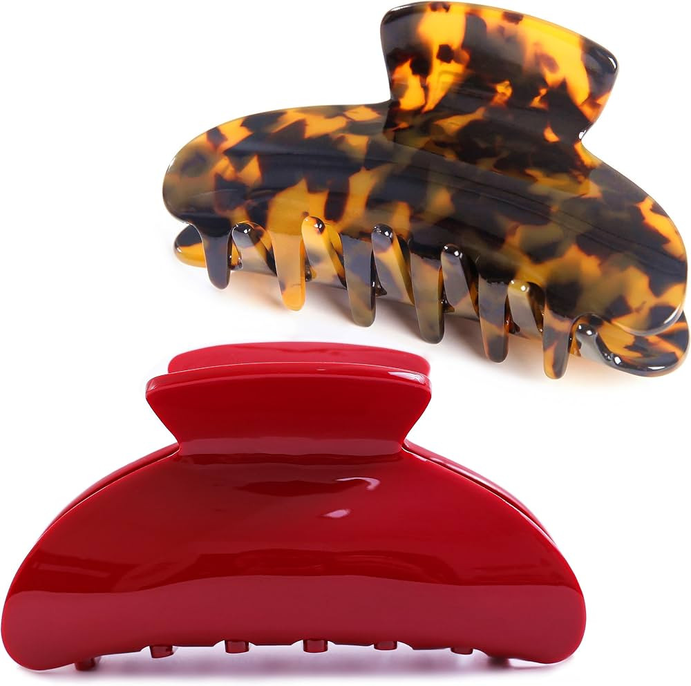 Big Claw Hair Clips for Women Hair Jaw Clips Large Hair Claw Clamps Acetate Hair Clip 2 Pack,Tort... | Amazon (US)