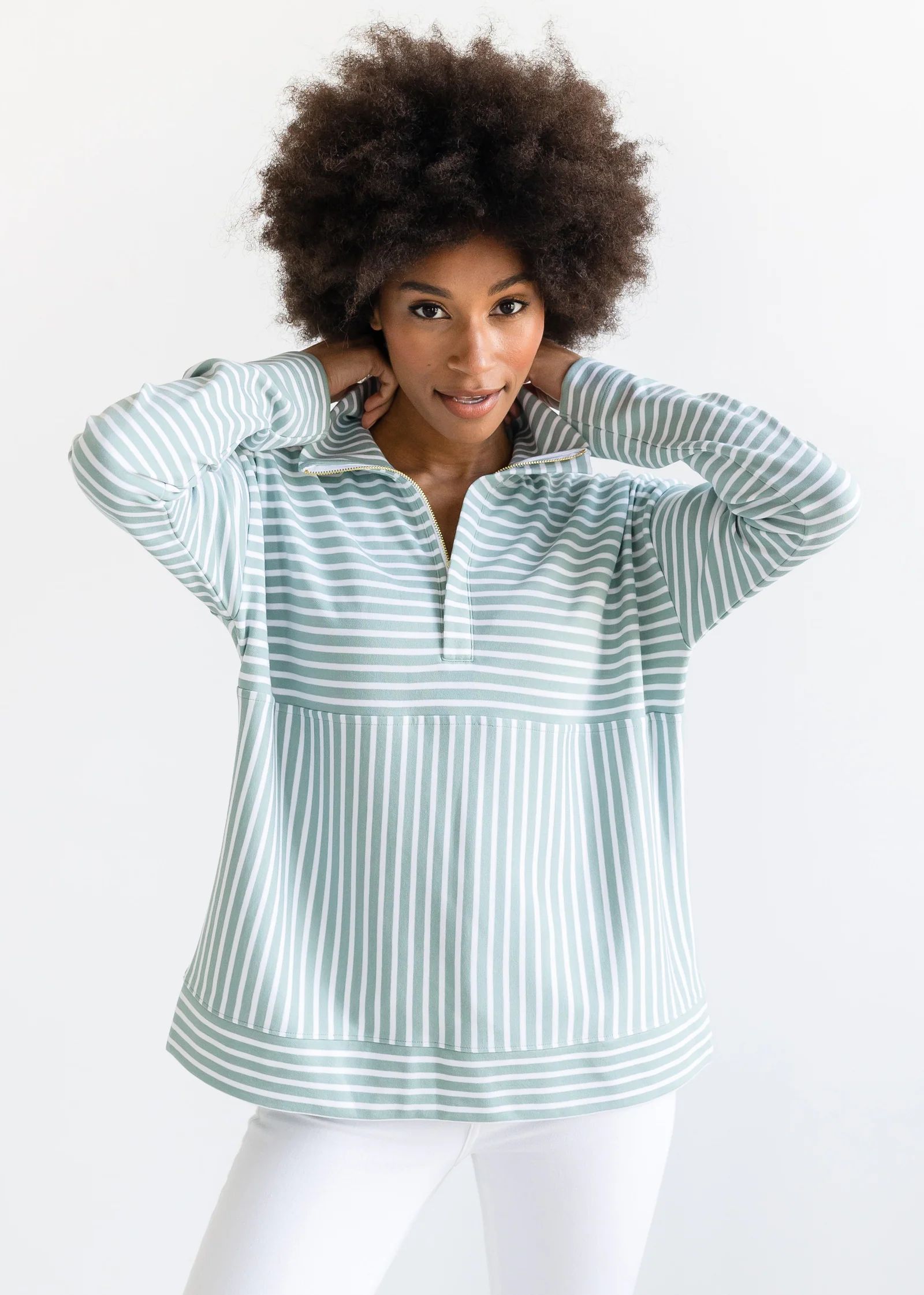 The Zip-Up Sweatshirt - Striped | Alice Walk