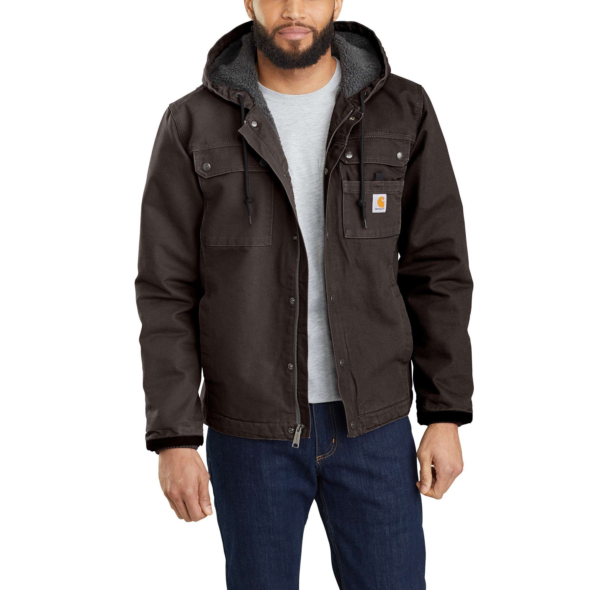 Carhartt Men's Dark Brown Woven Hooded Insulated Work jacket ( Medium ) Cotton | 103826-DKBM | Lowe's