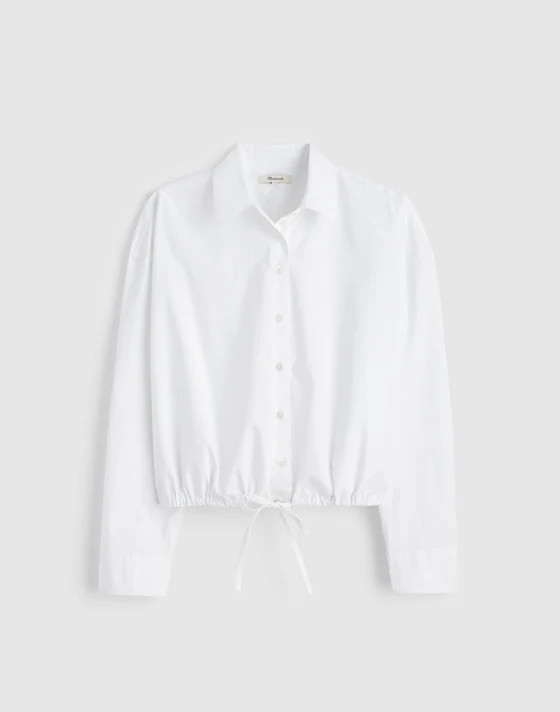 Drawstring Button-Up Shirt in Poplin | Madewell