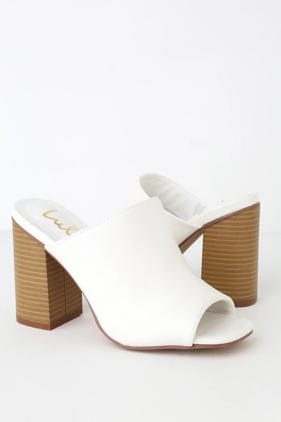 Raelynn White Peep-Toe Mules | Lulus (US)